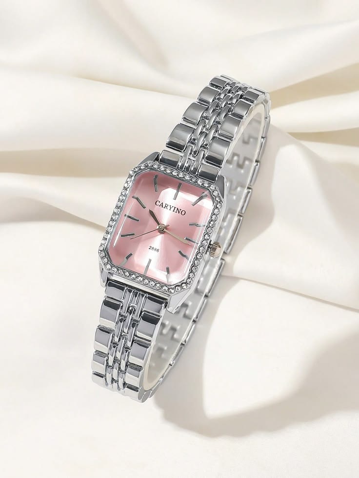 Pink Dial Crystal-Style Bracelet Watch