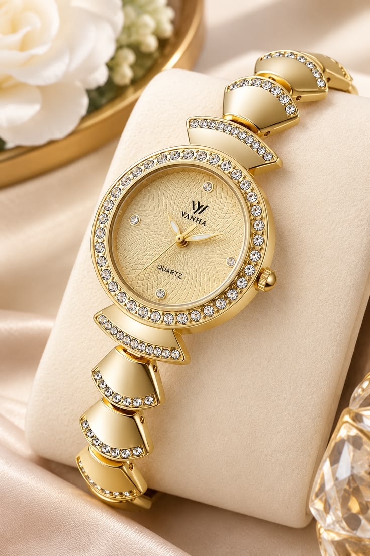 Gold-Tone Decorative Bracelet Watch