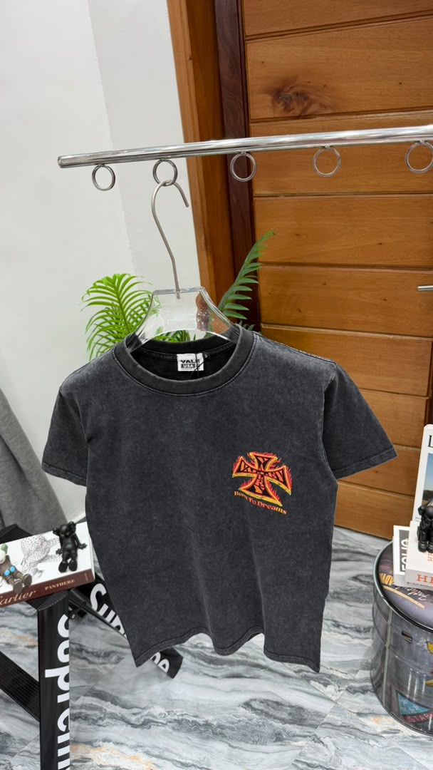 Cross Emblem Tee — Charcoal